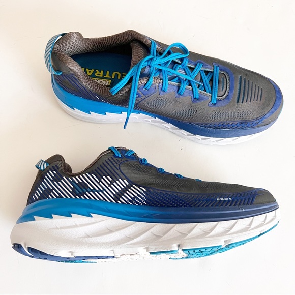 Hoka One One Shoes Mens Hoka Shoes One One Bondi 5 Charcoal Greytrue Blue Mesh Tennis